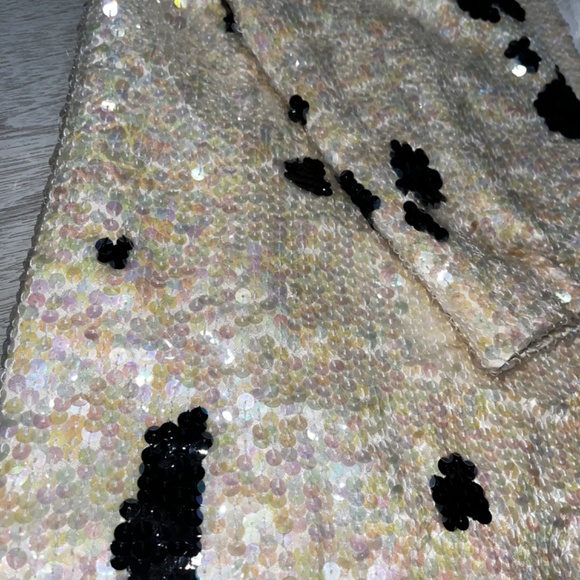 Vintage Nolan Miller Sequin Dalmatian Print Blazer Jacket Size 12 - Picture 2 of 3